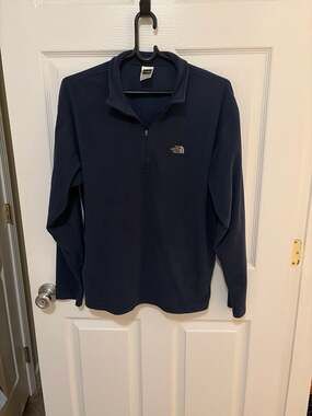 The North Face TKA 100 Men's Quarter-Zip Fleece Pullover Navy Blue Size M